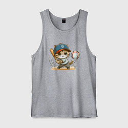 Мужская майка Котёнок крутой баттер бейсбольной команды - нейрос