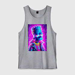 Майка мужская хлопок Кибер Барт цвета ультрамарин - нейросеть, цвет: меланж