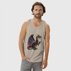 Майка мужская хлопок HOMM3 Black Dragon, цвет: миндальный — фото 2