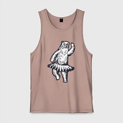 Майка мужская хлопок Мишка балерина, цвет: пыльно-розовый