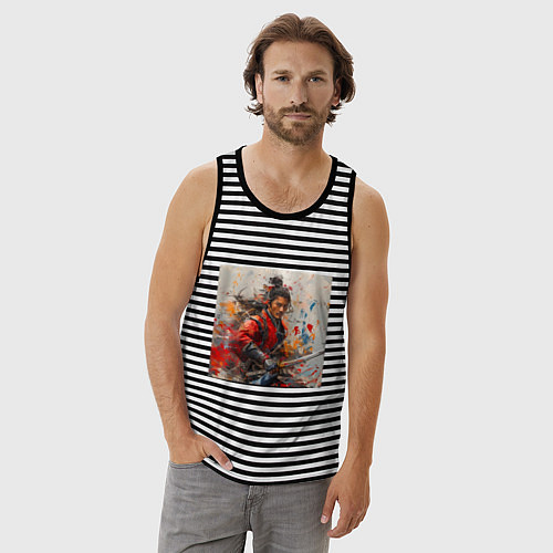 Мужская майка Краски самурая / Черная тельняшка – фото 3