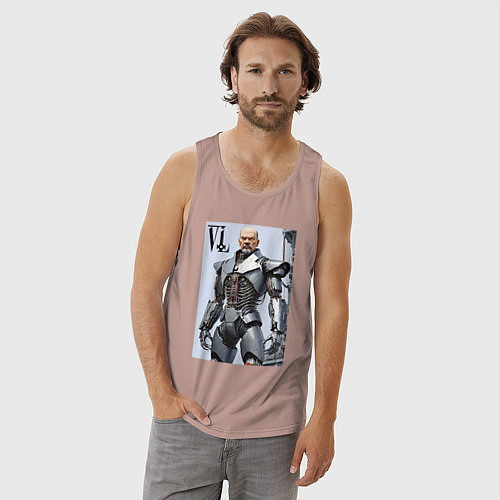Мужская майка Vladimir Lenin - cyberpunk fantasy / Пыльно-розовый – фото 3