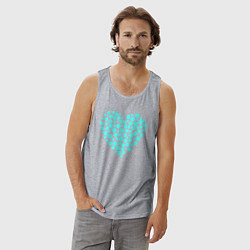 Майка мужская хлопок Неоновое сердце, цвет: меланж — фото 2