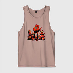 Майка мужская хлопок Рыба и ее ученики, цвет: пыльно-розовый