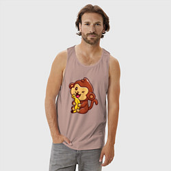 Майка мужская хлопок Monkey banana, цвет: пыльно-розовый — фото 2