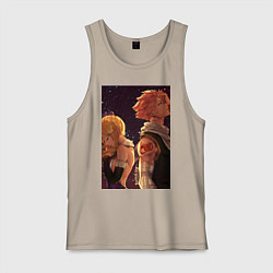 Майка мужская хлопок Хвост Феи Нацу Драгнил Люси Хартфилия, цвет: миндальный