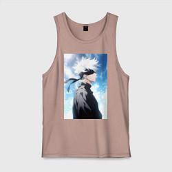 Майка мужская хлопок Магическая битва Сатору Годзё в повязке, цвет: пыльно-розовый