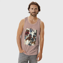 Майка мужская хлопок Мотокросс -акварель, цвет: пыльно-розовый — фото 2