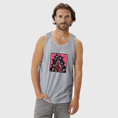 Мужская майка Рука с котиками / Меланж – фото 3