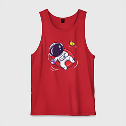 Майка мужская хлопок Космонавт в бассейне, цвет: красный