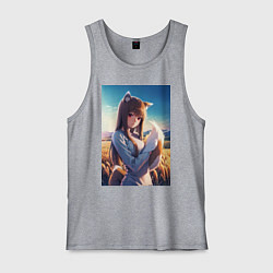 Майка мужская хлопок Волчица и пряности Холо в поле, цвет: меланж