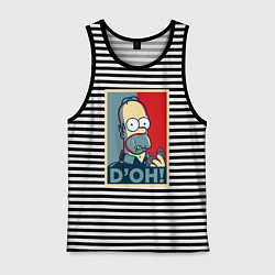 Майка мужская хлопок Homer with donut, цвет: черная тельняшка