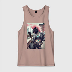 Майка мужская хлопок Крутая пантера панк из Нью-Йорка - нейросеть, цвет: пыльно-розовый