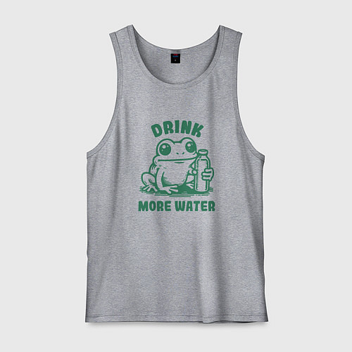 Мужская майка Забавная лягушка с бутылкой воды пей больше воды / Меланж – фото 1