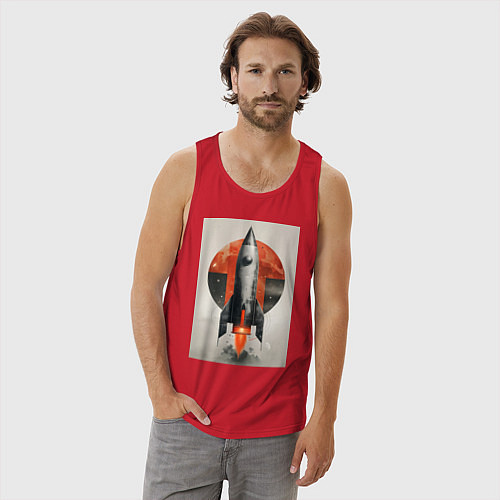Мужская майка Постер ракеты / Красный – фото 3
