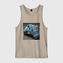 Майка мужская хлопок Джинсовый геймпад для видеоигр, цвет: миндальный