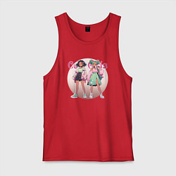 Майка мужская хлопок Крутые девочки на подиуме, цвет: красный