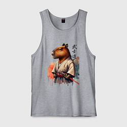 Майка мужская хлопок Capybara samurai - ai art fantasy, цвет: меланж