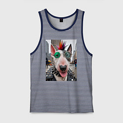 Майка мужская хлопок Bully punk musician - ai art fantasy, цвет: синяя тельняшка