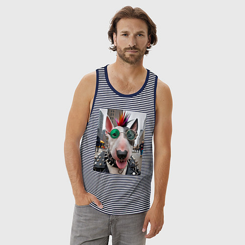 Мужская майка Bully punk musician - ai art fantasy / Синяя тельняшка – фото 3
