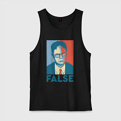 Майка мужская хлопок Dwight false - офис, цвет: черный