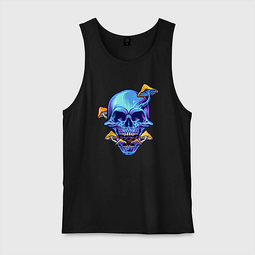 Мужская майка Череп с грибочками / Черный – фото 1