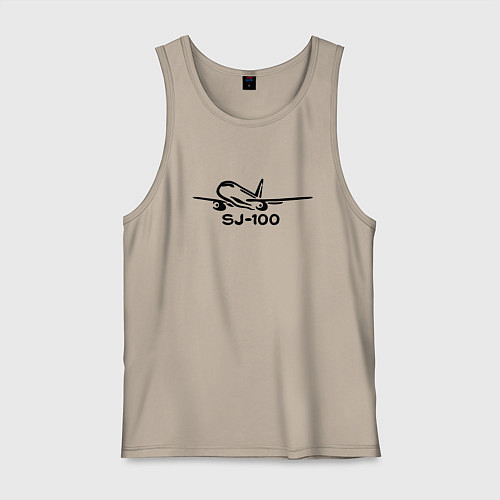 Мужская майка Sukhoi Superjet 100 черный с надписью / Миндальный – фото 1