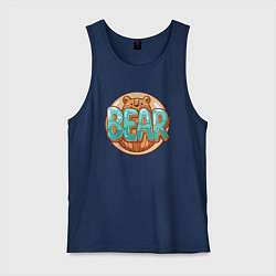 Майка мужская хлопок Медведь и надпись, цвет: тёмно-синий
