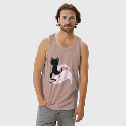 Майка мужская хлопок Магическая битва Сатору Годзё Сугуру Гэто коты, цвет: пыльно-розовый — фото 2