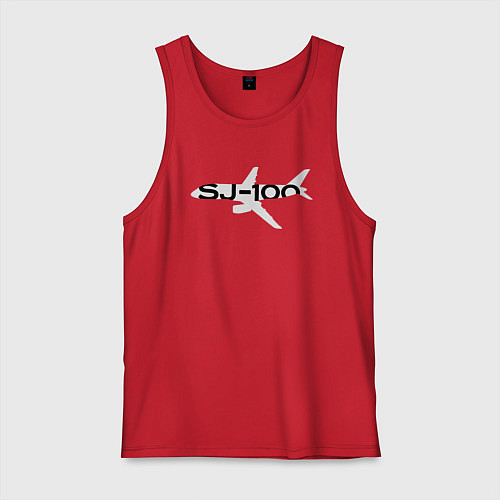 Мужская майка Белый облик Superjet-100 с названием / Красный – фото 1