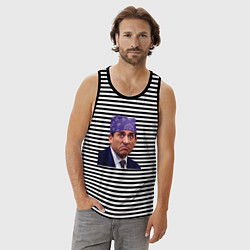 Майка мужская хлопок Prison mike Michael Scott офис, цвет: черная тельняшка — фото 2