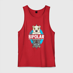Майка мужская хлопок Биполярный медведь, цвет: красный