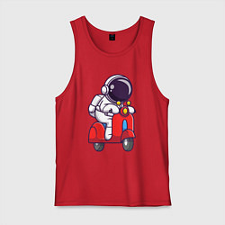 Майка мужская хлопок Космонавт на мотороллере, цвет: красный