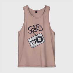 Майка мужская хлопок Аудиокассета, цвет: пыльно-розовый