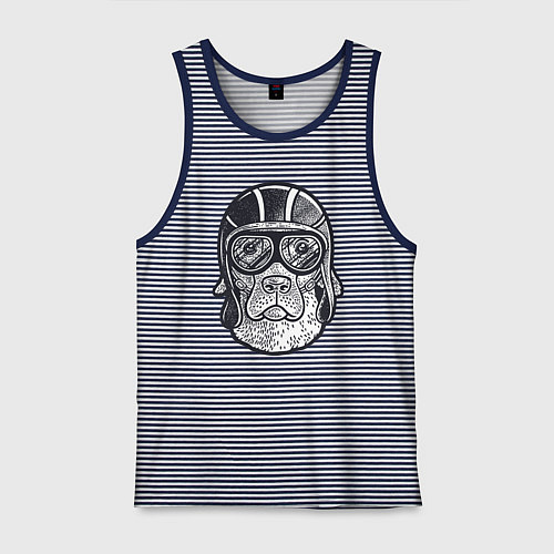 Мужская майка Пёс авиатор / Синяя тельняшка – фото 1