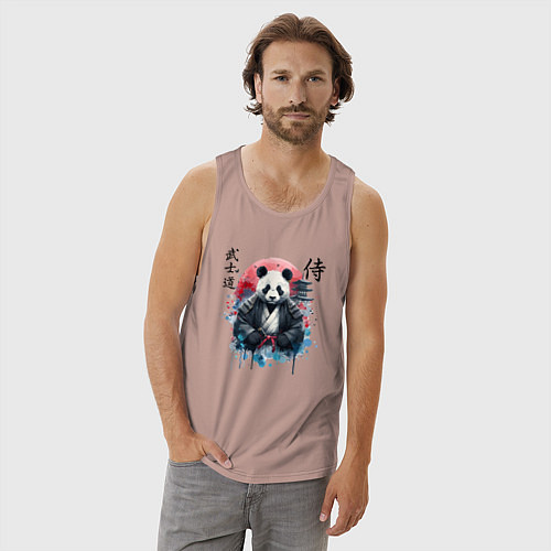 Мужская майка Panda - bushido samurai code / Пыльно-розовый – фото 3