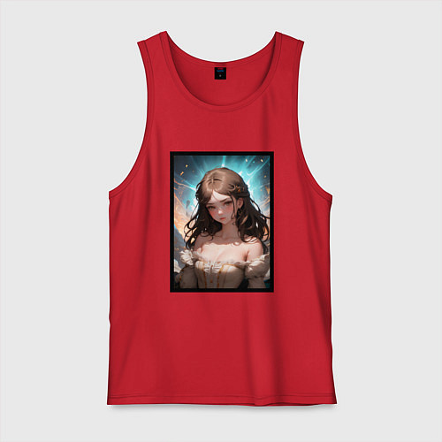Мужская майка Элегантная аниме девушка / Красный – фото 1