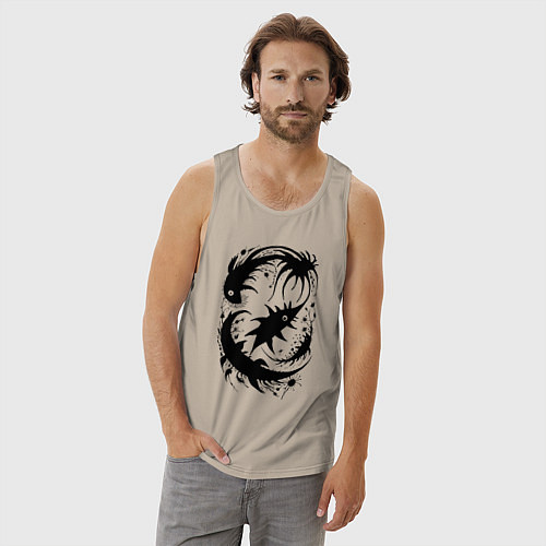 Мужская майка Абстрактные твари - нейросеть / Миндальный – фото 3