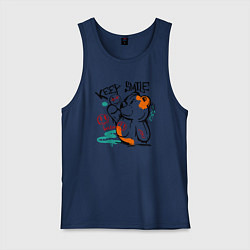 Майка мужская хлопок Продолжай улыбаться, цвет: тёмно-синий