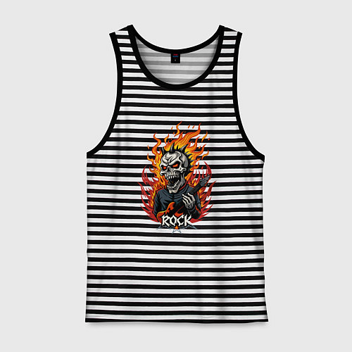 Мужская майка Скелет рок музыкант / Черная тельняшка – фото 1