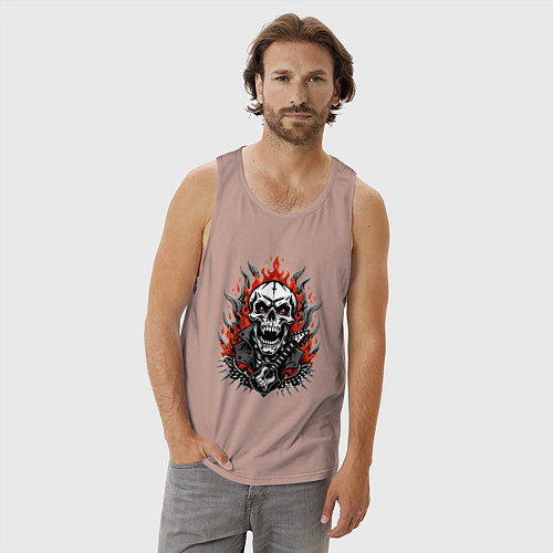 Мужская майка Рок музыкант череп / Пыльно-розовый – фото 3
