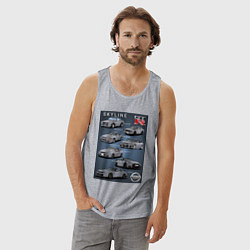 Майка мужская хлопок Skyline GTR, цвет: меланж — фото 2