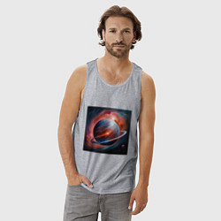 Майка мужская хлопок Огненная планета, цвет: меланж — фото 2