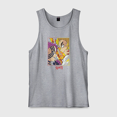 Мужская майка Клинок рассекающий демонов битва Ренгоку и Акадза / Меланж – фото 1