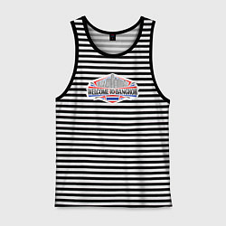 Майка мужская хлопок Бангкок - добро пожаловать, цвет: черная тельняшка