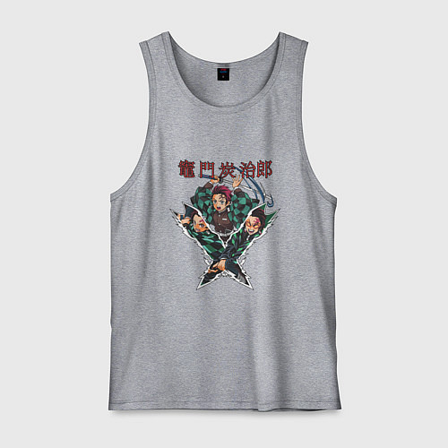 Мужская майка Тандзиро в ярости Клинок рассекающий демонов / Меланж – фото 1