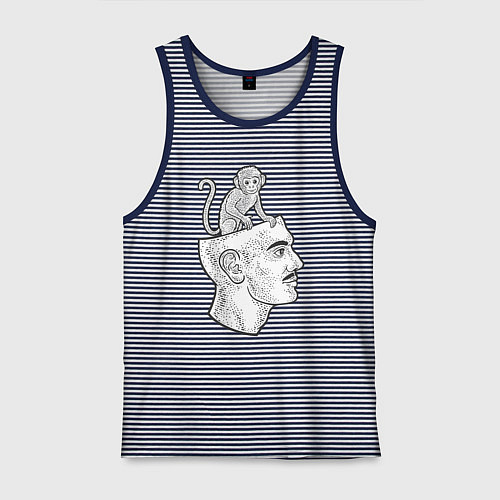 Мужская майка Мартышка в голове / Синяя тельняшка – фото 1