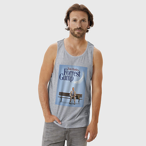Мужская майка Forrest Gump - Tom is on the bench / Меланж – фото 3