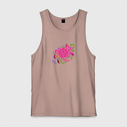 Майка мужская хлопок Орнамент из разноцветных цветов, цвет: пыльно-розовый
