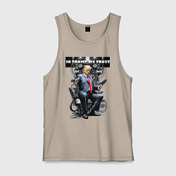 Майка мужская хлопок Trump with two pistols - cyberpunk, цвет: миндальный